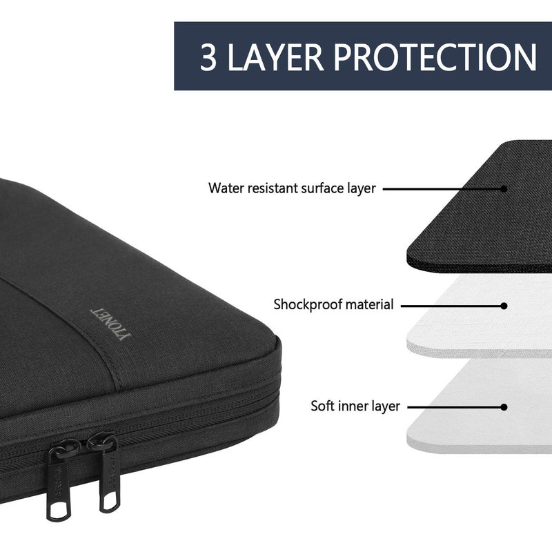 Ytonet Laptop Sleeve Case 13 13.3 Inch, TSA Slim Laptop Cover with Handle, Water Resistant Business Carrying Case Compatible with MacBook Air MacBook Pro HP Dell Lenovo Notebooks, Black - Image 2